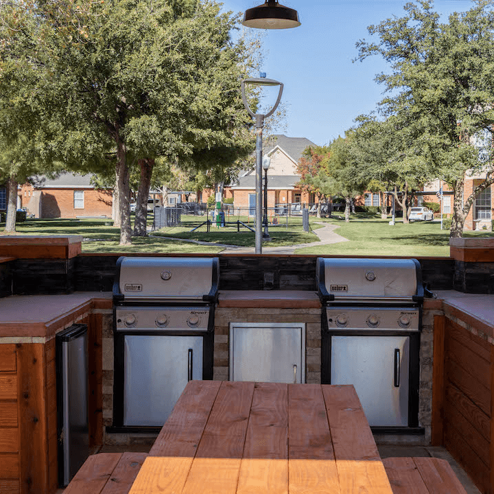 TDTX-1 Outdoor grilling area near dog park at the Dominion Apartments