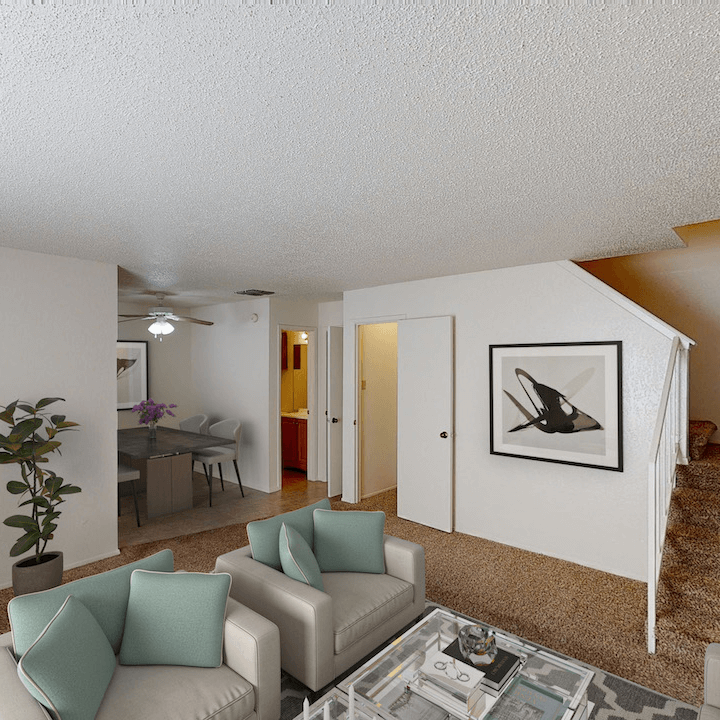 TPTX-5 living area with dining and area attached with stairs